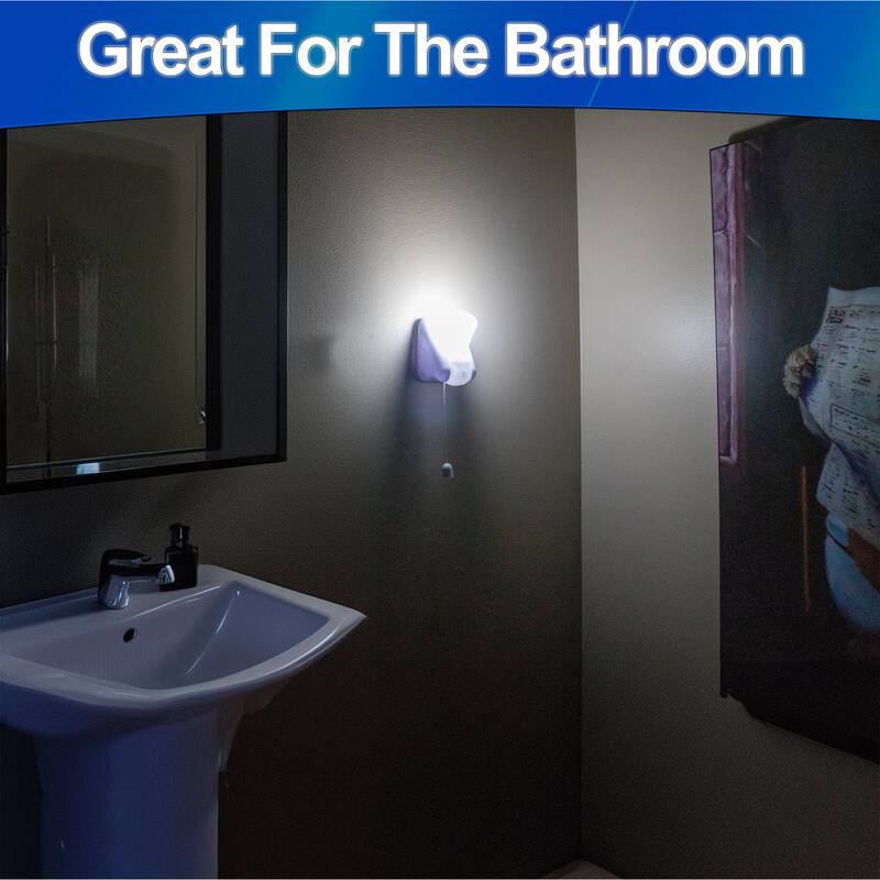 Wireless Battery LED Light Bulb - Portable, Cordless Stick Anywhere Light w/ Pull String & Slide Base - 2pc - white - regular