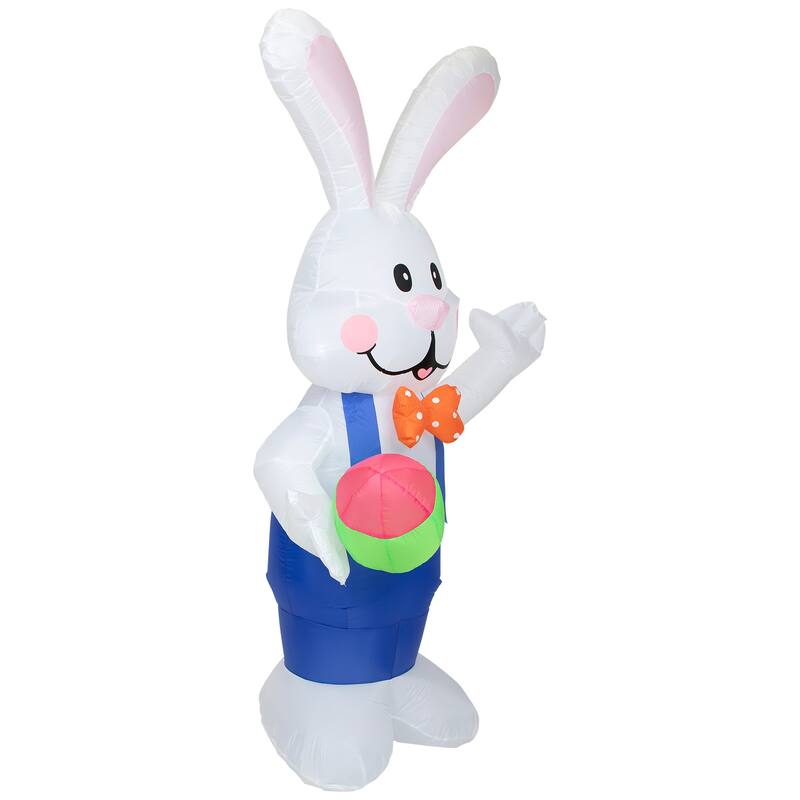 7' Inflatable Lighted Standing Easter Bunny Eggs Outdoor Decoration