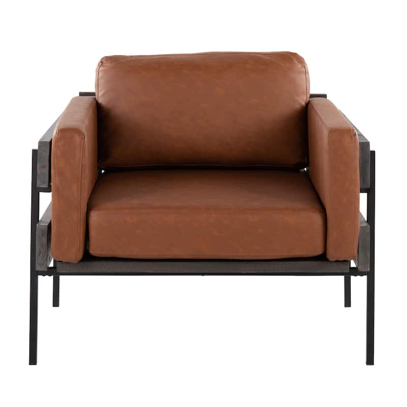 Carbon Loft Kari Accent Chair - Camel Faux Leather/Grey Wood/Black Metal