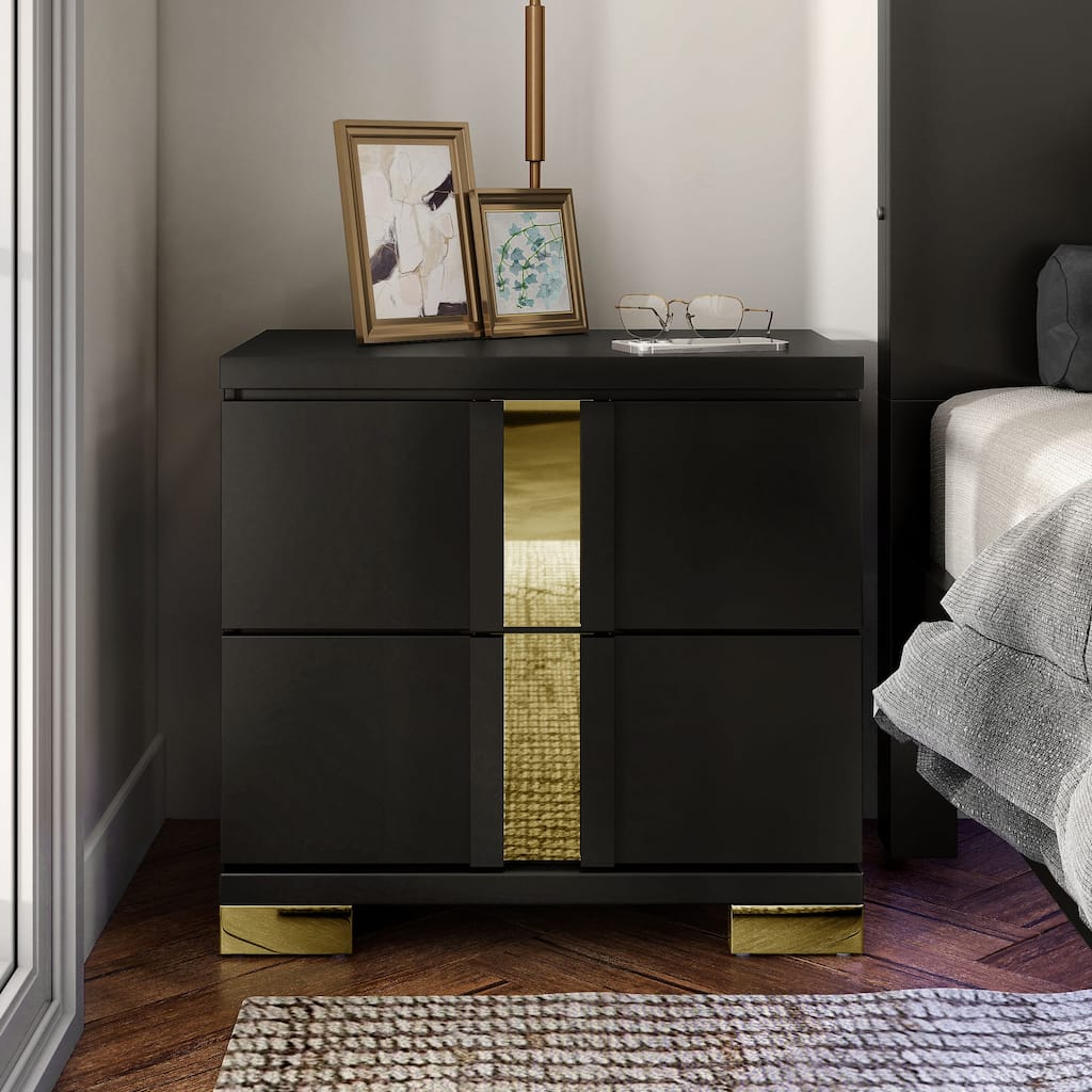 Furniture of America Halifax Modern Rubberwood 2-Drawer Nightstand