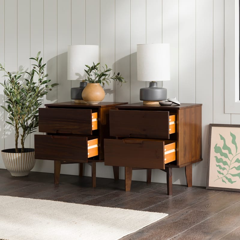 Middlebrook Mid-Century Solid Wood 2-Drawer Nightstand, Set of 2
