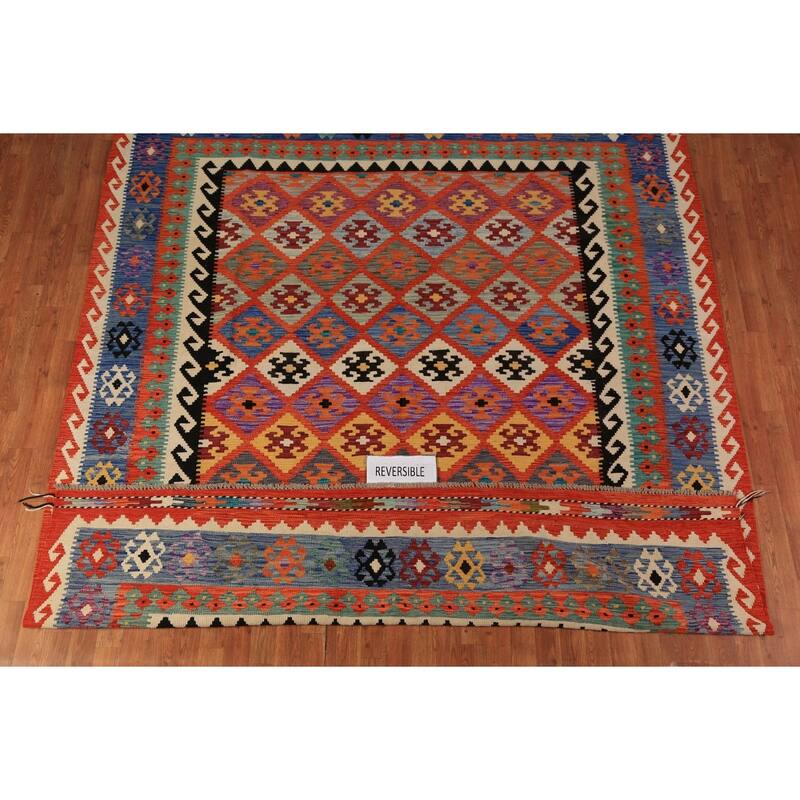 South Western Style Kilim Oriental Rug Flatweave Bedroom Wool Carpet - 8'4"x 9'9"