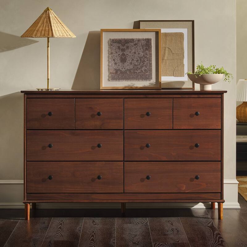 Walker Edison Bullrushes 6-Drawer Solid Wood Dresser - Walnut