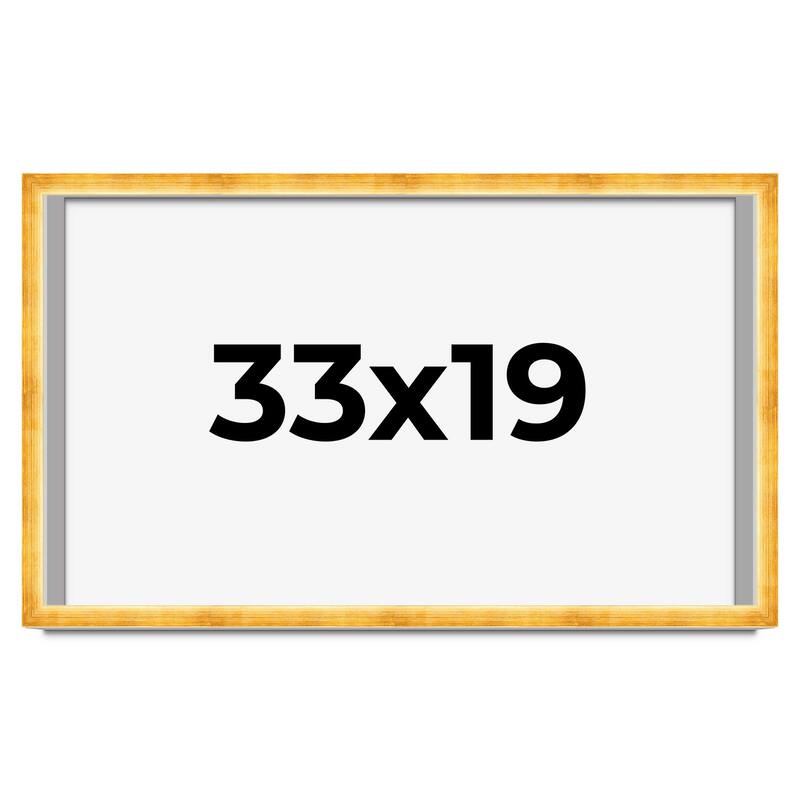 33x19 Shadow Box Frame Gold | 1.625 Inches Deep Real Wood Traditional