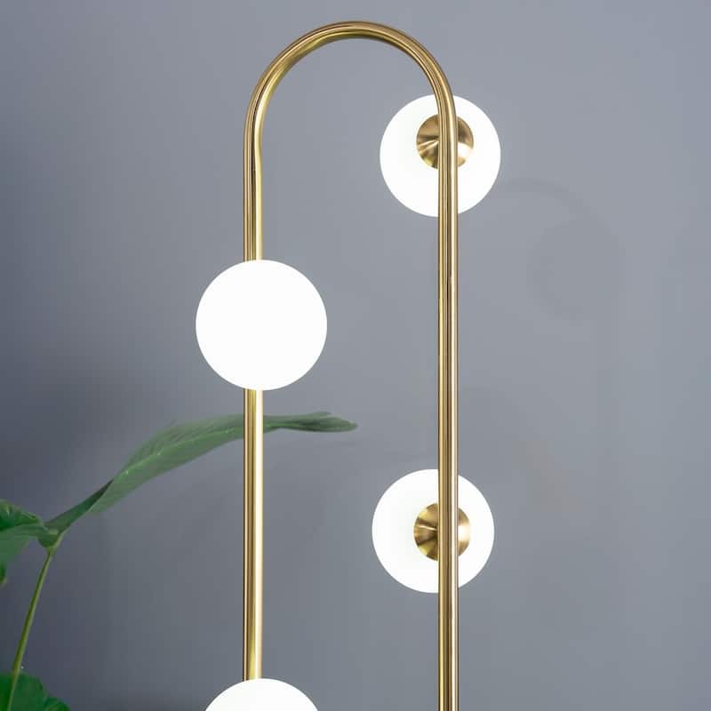 Ivette Brass Floor Lamp with Globe Lights