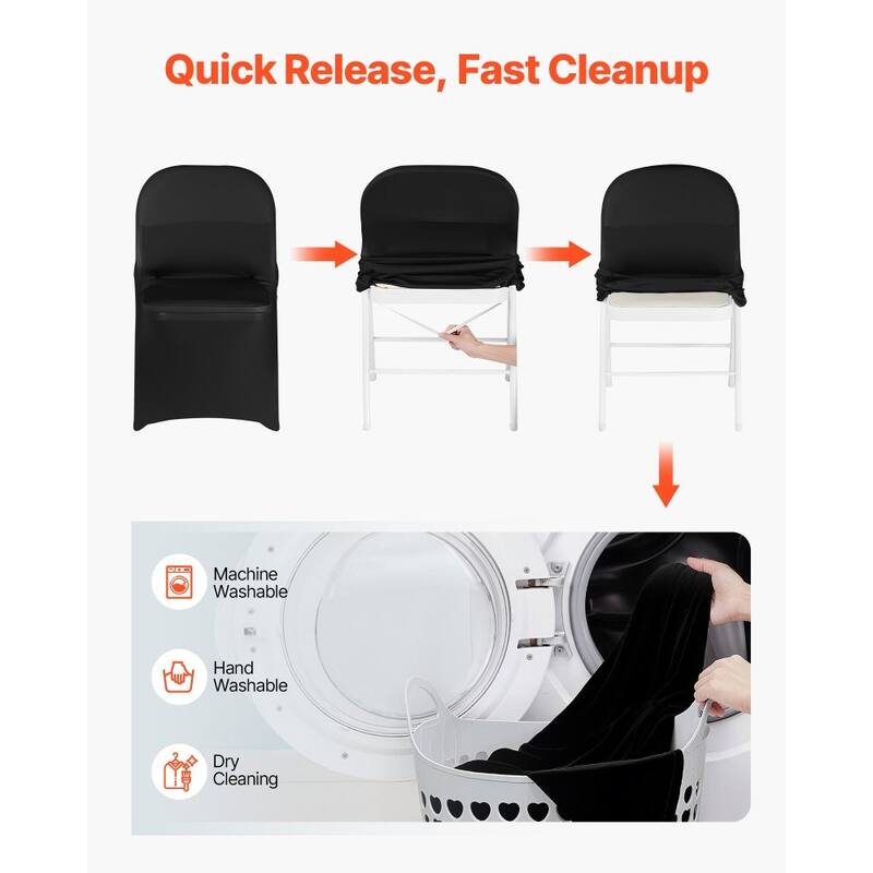 Stretch Chair Covers for Folding Chairs Polyester Spandex Elastic Slip On Wedding Party Banquet Event Decor