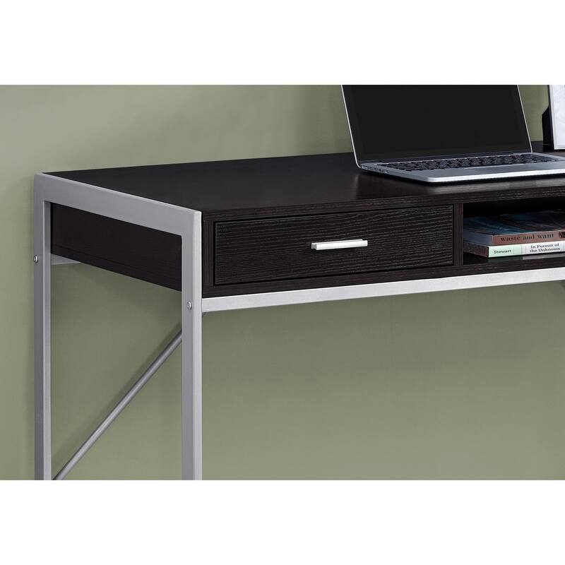 Computer Desk, Home Office, Laptop, Storage Drawers, 48"l, Work, Brown Laminate, Grey Metal, Contemporary - Brown