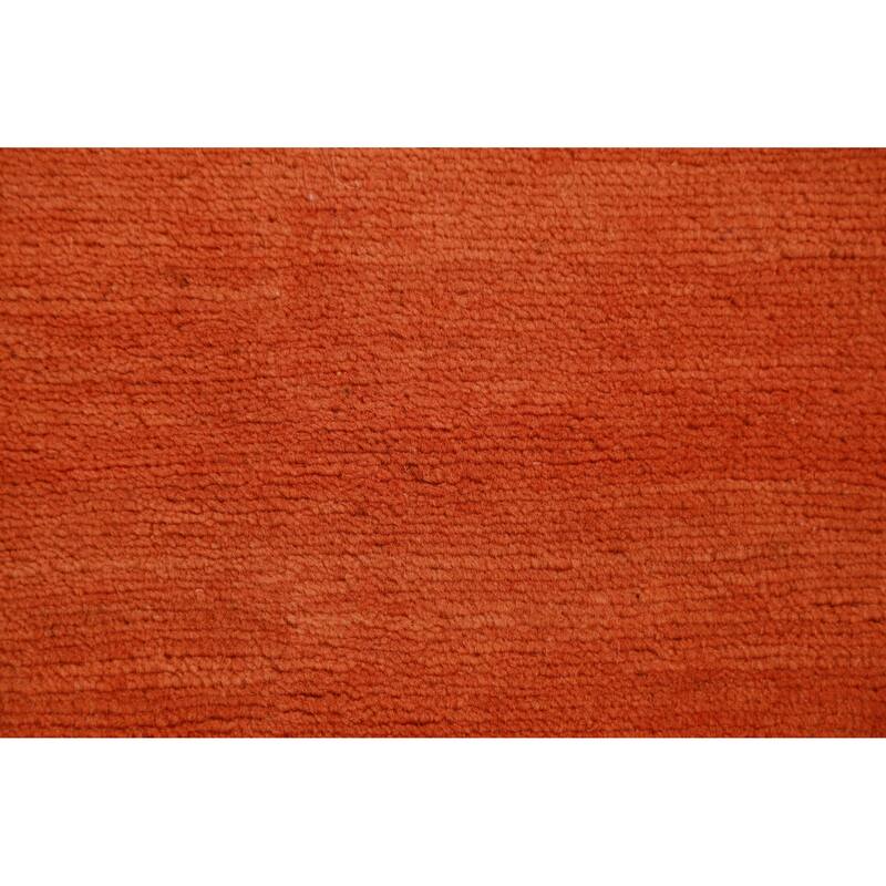 Orange Modern Gabbeh Oriental Foyer Rug Handmade Wool Carpet - 3'1" x 4'10"