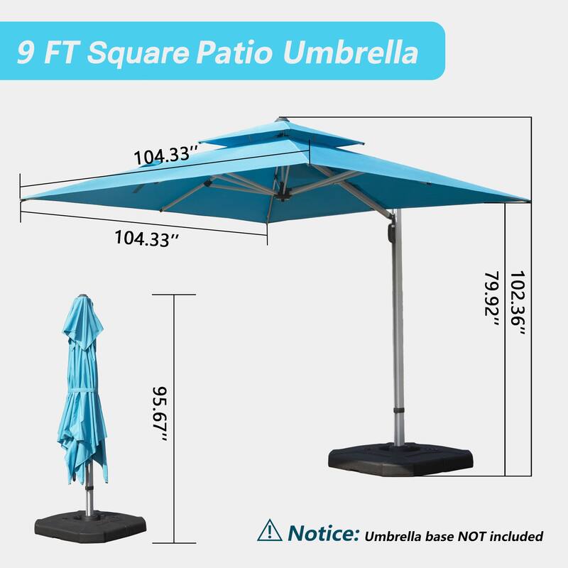 9 ft. Aluminum Cantilever Tilt Patio Umbrella with Center Pole, Lake Blue (Base Not Included)