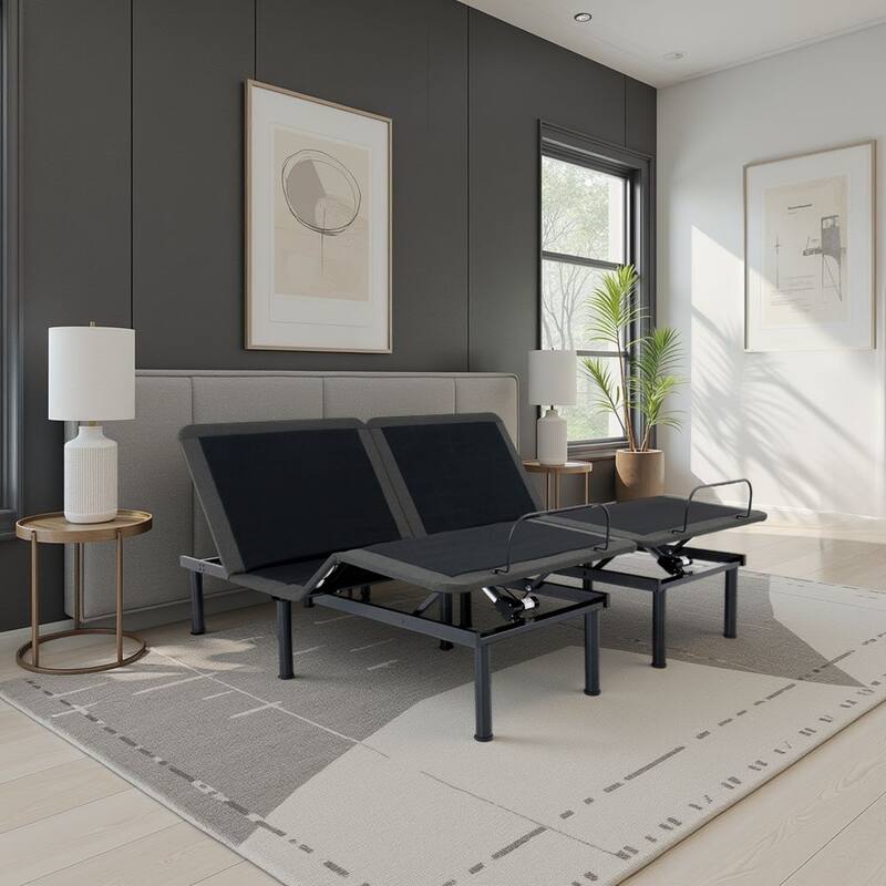 Bridgevine Home Flex Top Quick Assembly Adjustable Bed Frame with Voice Activated Controls