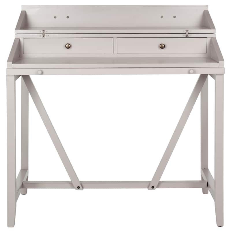 SAFAVIEH Kathryne Dark Walnut Writing Desk - Quartz Grey