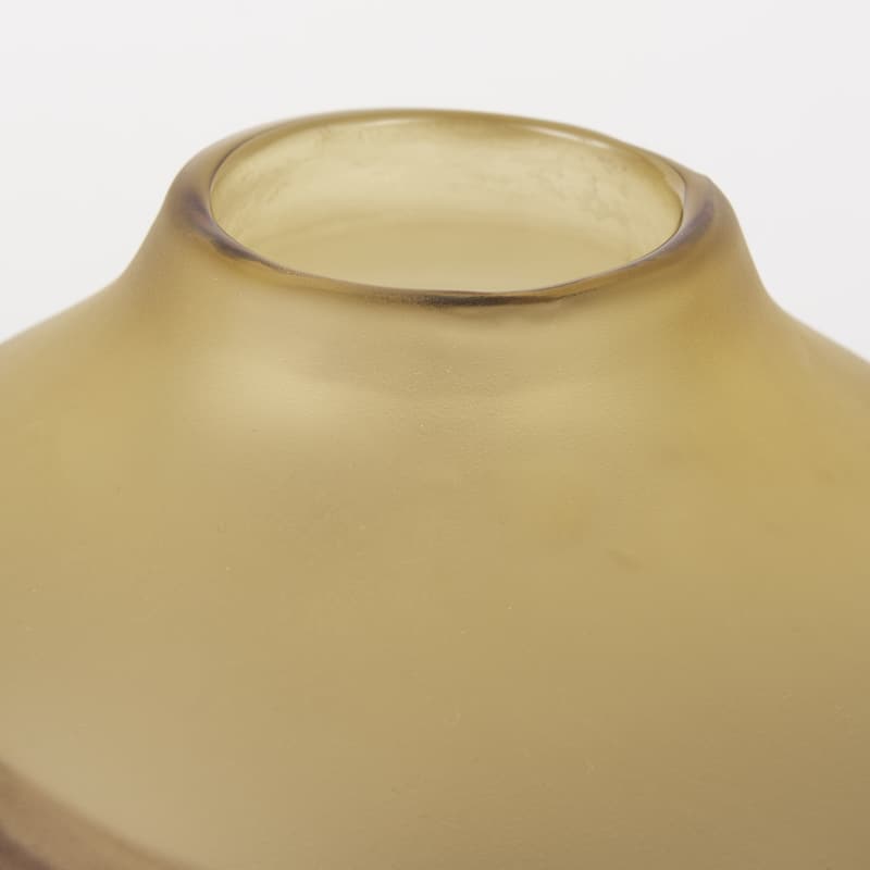 HomeRoots 8" Yellow Abstract Cylinder Crystal Glass Table Vase