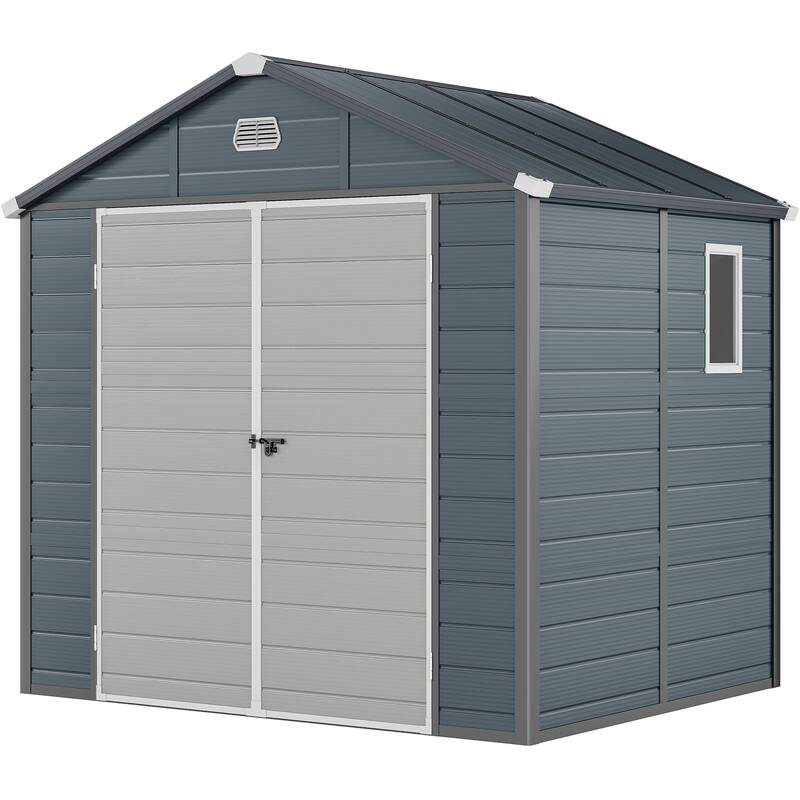 Moasis Outdoor Resin Storage Shed - Grey - 7.9 x 6.2 FT