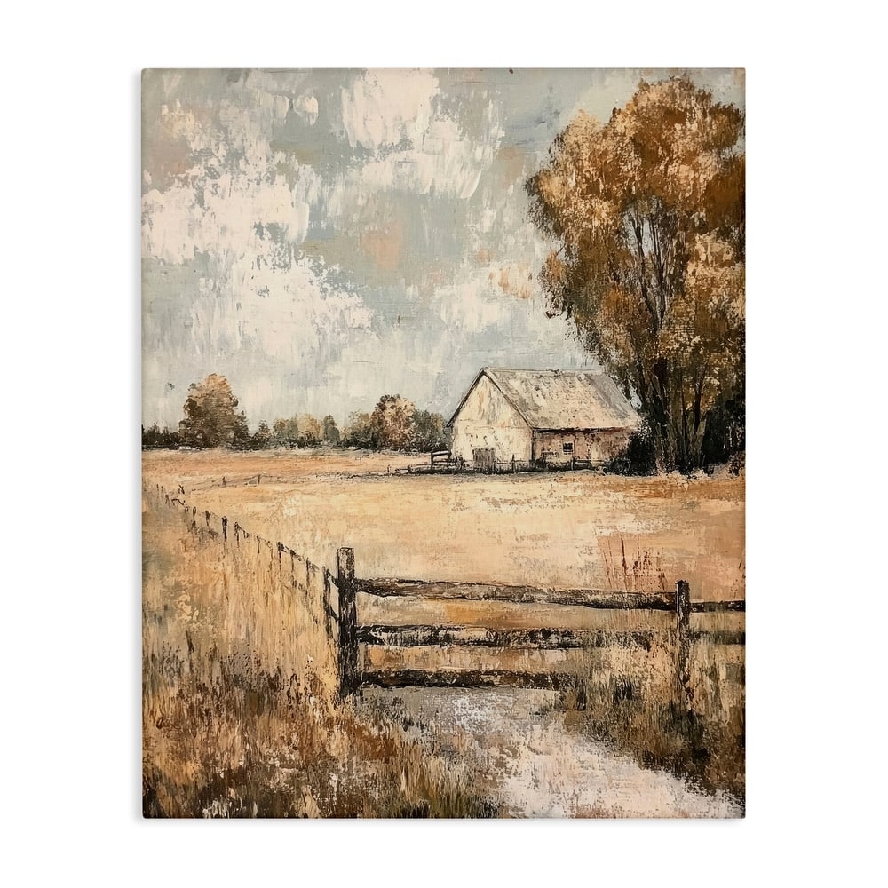 Stupell Fenced In Farm View Canvas Wall Art Design By Petal Prints Design