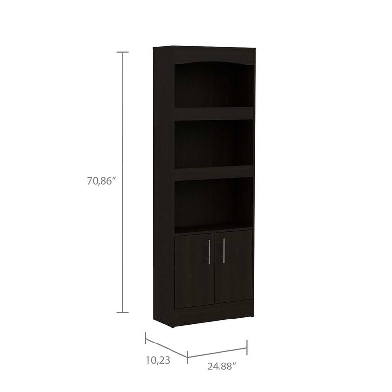FM Furniture Durango Bookcase, Three Shelves, and Double Door Cabinet