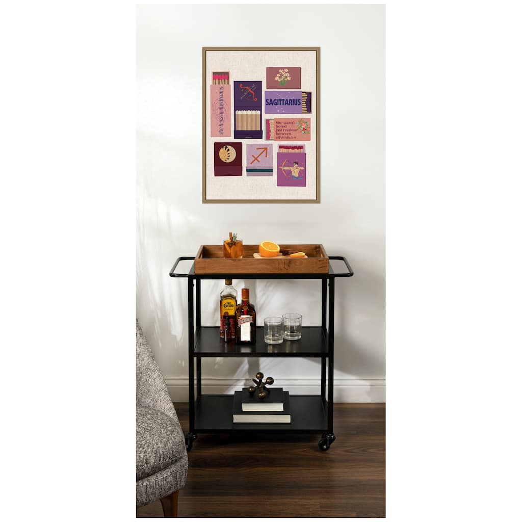 Kate and Laurel Sagittarius Matchbooks Linen FC by Megan Ryan Framed Canvas Wall Art Print