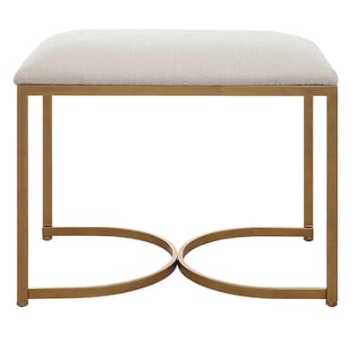 Beige Upholstered Accent Bench - 15.5"D x 23.5"W x 18.5"H