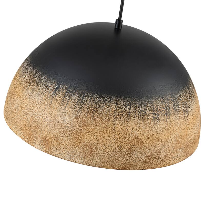 Industrial Black and Sandy Mud Finish Dome Pendant Light Fixtures Kitchen Island - W15.75"