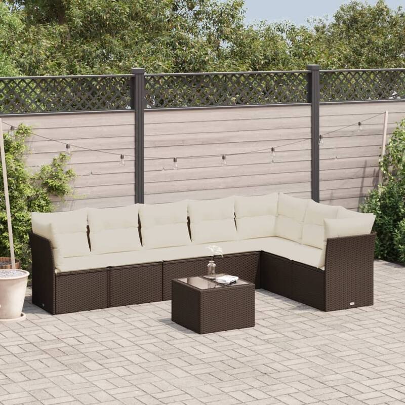 vidaXL Garden Sofa Set Brown, Cream White - 24.4 x 24.4 x 27.2
