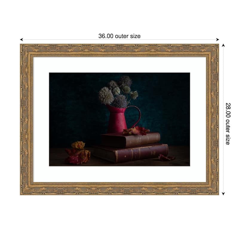 everything gets old by Ramiz Sahin Wood Framed Wall Art Print - Gold - 36 x 28 in
