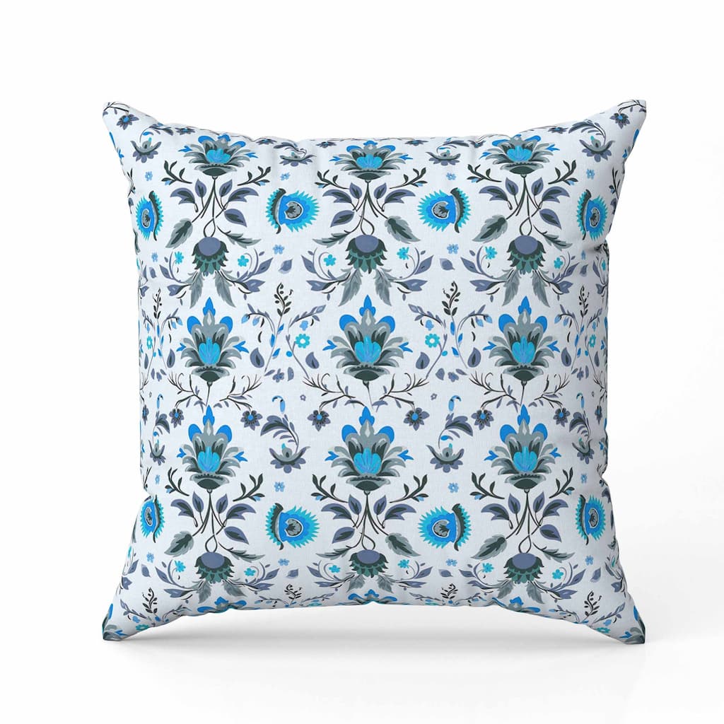 Breezy Botanicals Faux Suede Reversible Throw Pillow Blue