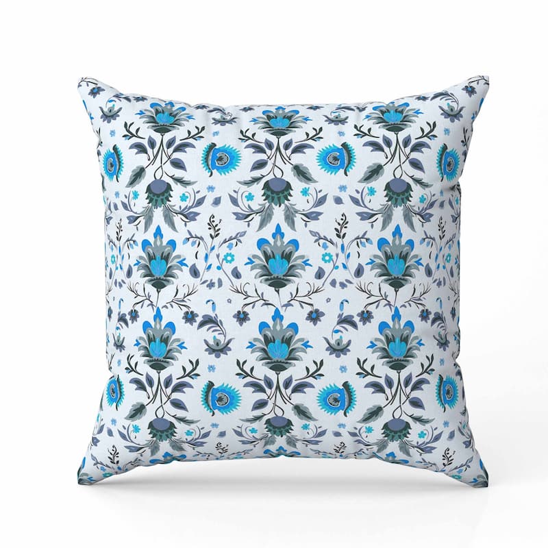 Breezy Botanicals Indoor/Outdoor Reversible Throw Pillow Blue