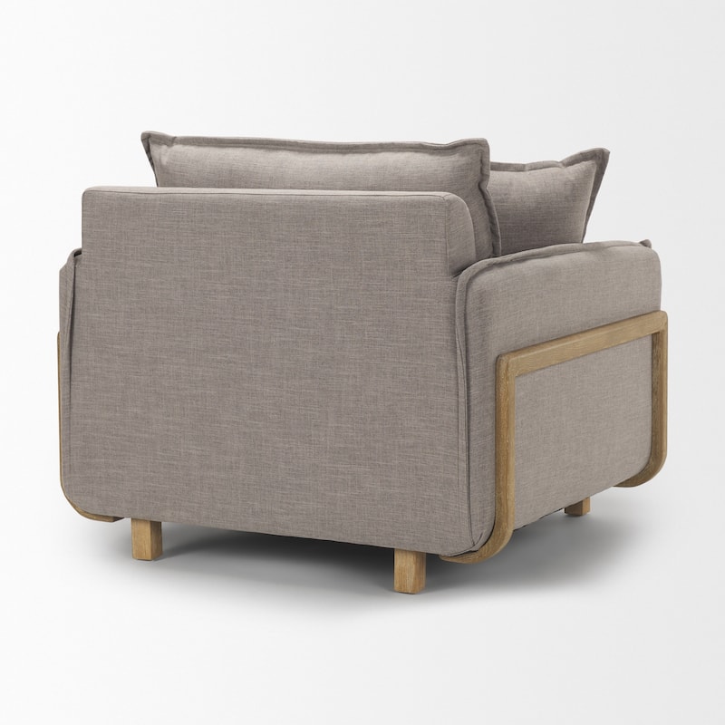 Roy II Flint Grey Fabric w/ Light Brown Solid Wood Frame Arm Chair - 43.3"W x 41.7"D x 33"H