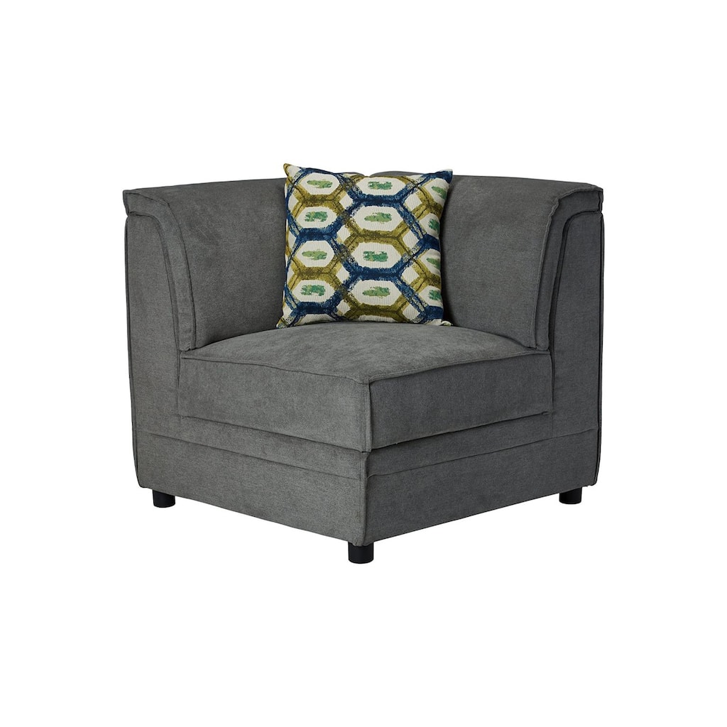 Gray Velvet Corner Wedge with 1 Pillow