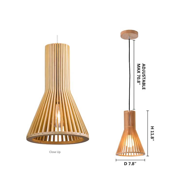 Mini Pendant Light with Wood Cage Frame