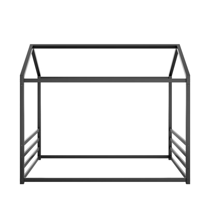 Montessori House Metal Floor Bed with End Guardrails by Harper&Bright Designs