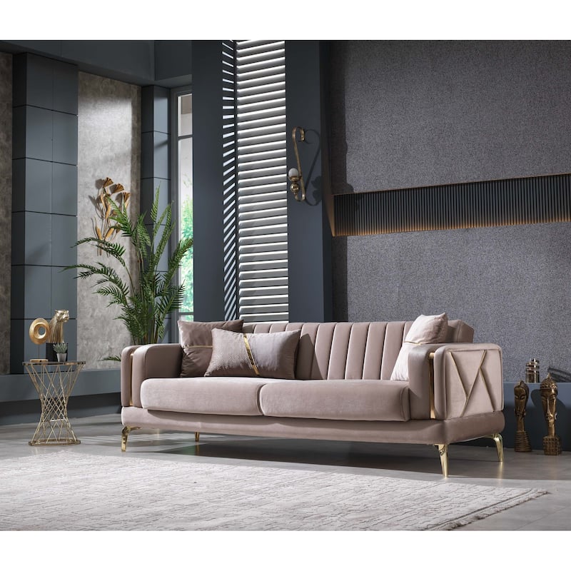 Vunto Modern Sofa And Two Chairs Living Room Set - Beige