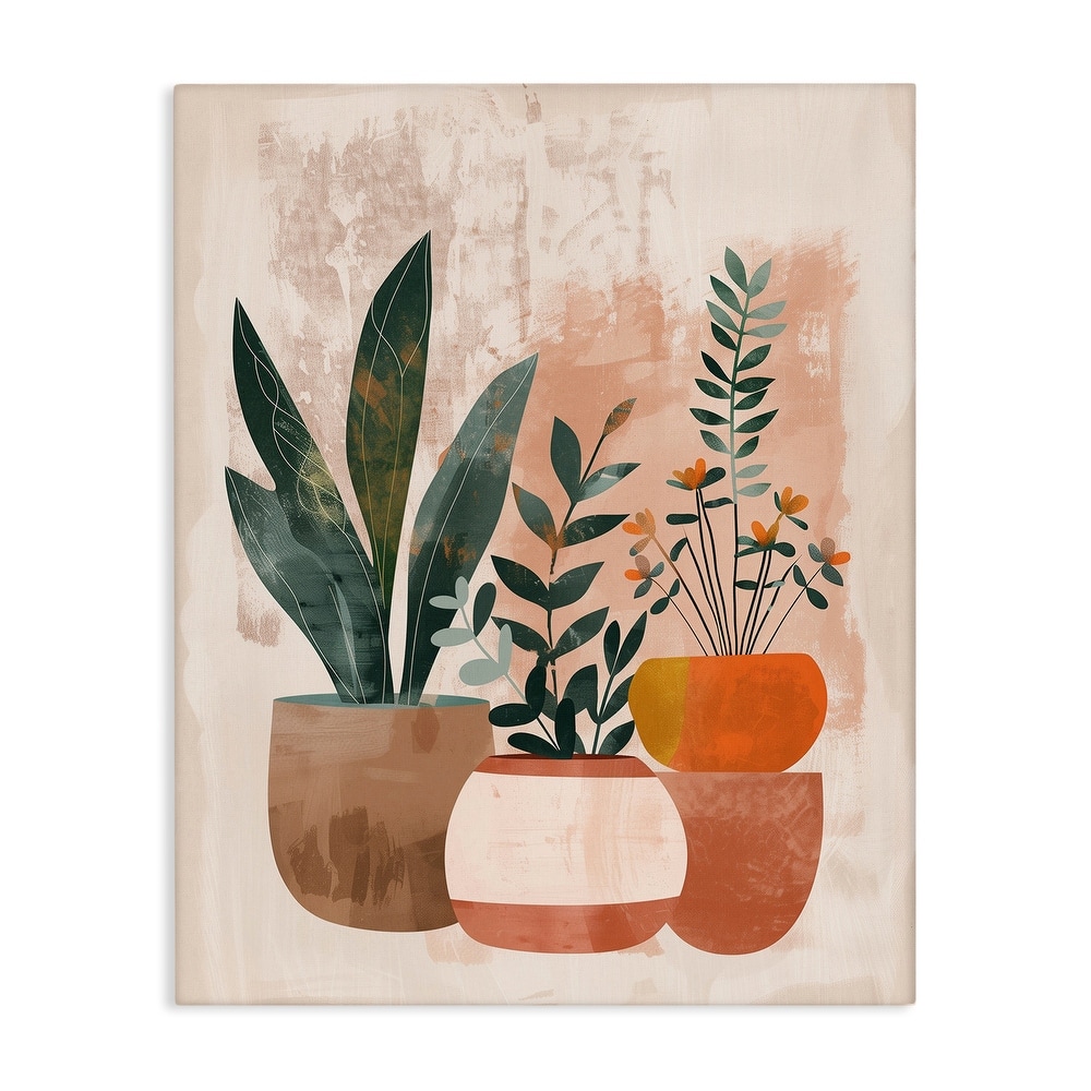 Stupell Earthy Boho Potted Plants Canvas Wall Art Design By LSR Creative Studio