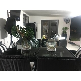 vidaXL Outdoor Dining Set 13 Pieces Rattan Wicker Black Chair Seat