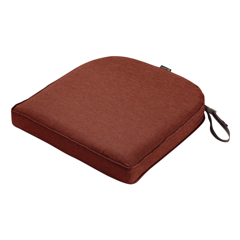 Montlake FadeSafe Contoured Patio Dining Seat Cushion-18"Lx18"Wx2"H - heather henna red