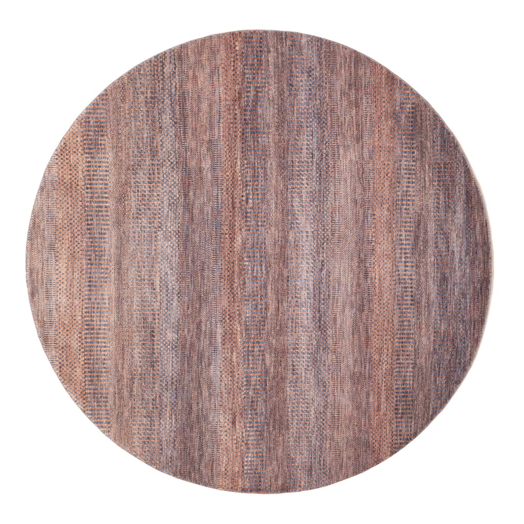 ECARPETGALLERY Hand-knotted Finest Silk Shadow Dark Blue, Dark Copper Silk, Wool Rug - 6'0 x 6'0