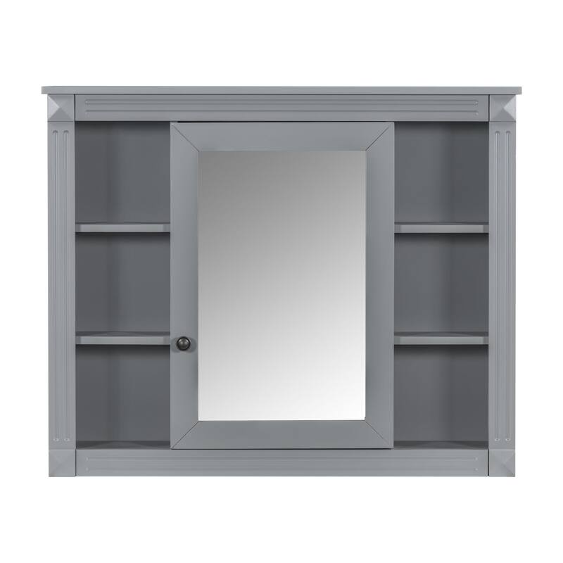 35" Modern Bathroom Vanity with Mirror Cabinet, Undermount Sink, 2 Drawers & Concealed Storage - 35.9in L MDF