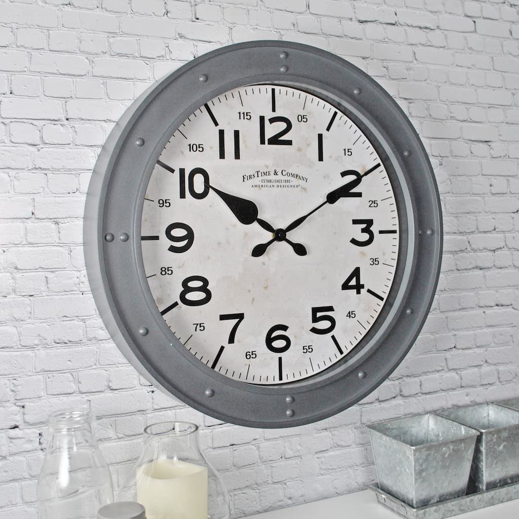 FirsTime & Co. Donovan Wall Clock, American Crafted, Gray, Plastic, 18 x 2 x 18 in