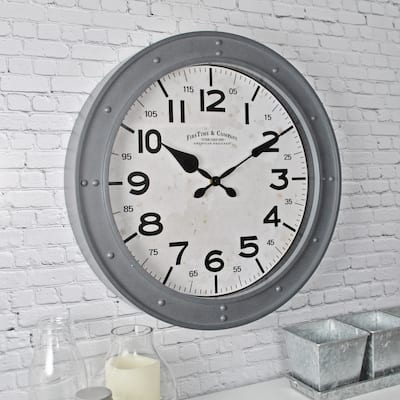 FirsTime & Co. Donovan Wall Clock, American Crafted, Gray, Plastic, 18 x 2 x 18 in