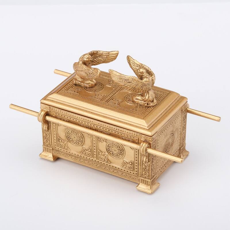 4.72 inches Width Polyresin Ark of the Covenant Trinket Box with Holy Relic Multicolor Finish Figurine