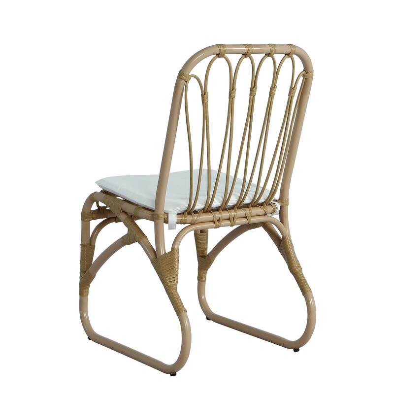 Roomfitters Set of 2 Hand-Woven PE Wicker Petal Chairs, Heavy-Duty 400lb Capacity with Washable Cushions