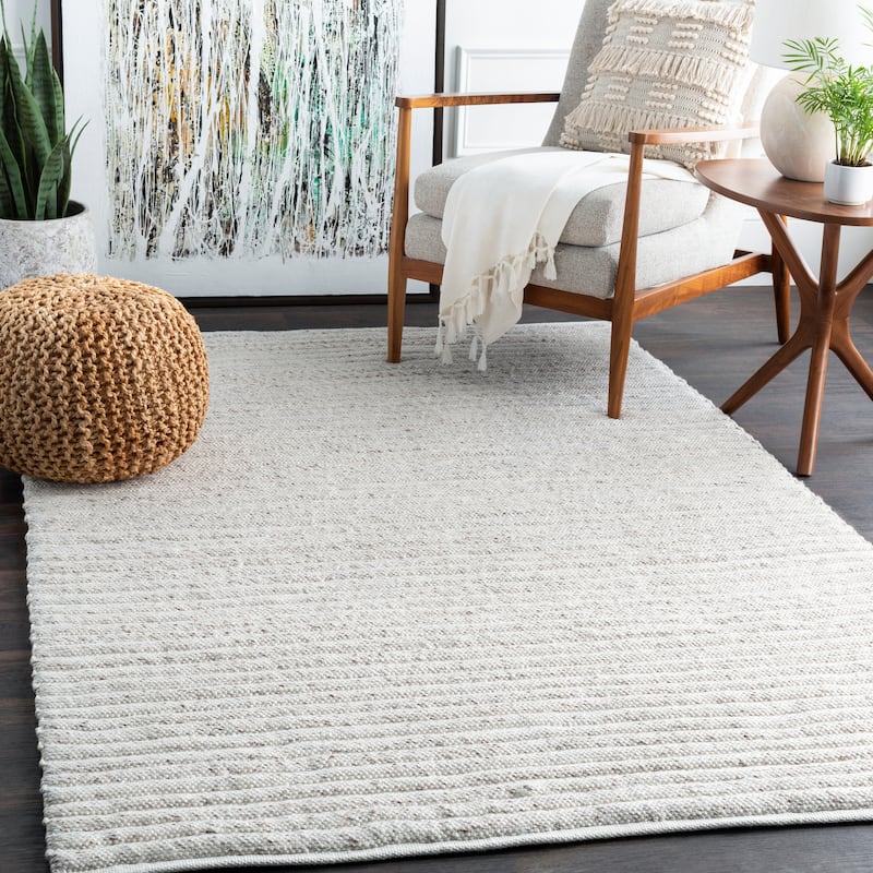 Artistic Weavers Omolara Handwoven Textured Stripes Flatweave Area Rug - White - 5' x 7' 6"