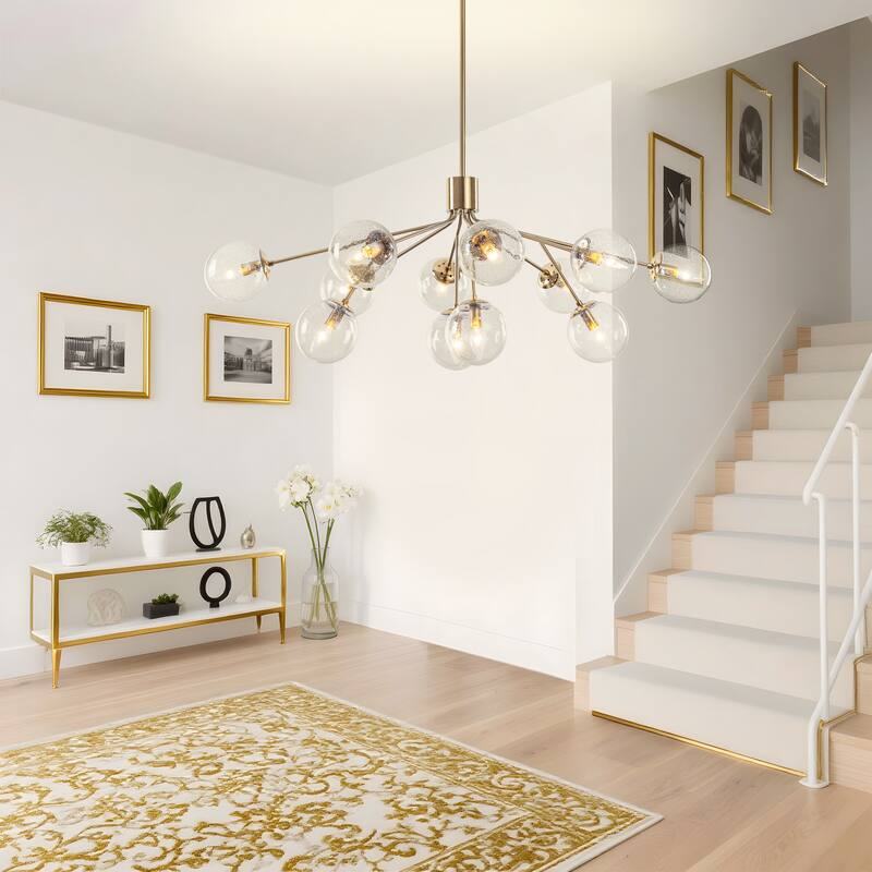 Starsky 12-Light Clear Bubble Glass Chandelier for Dining Room, Entryway, Living Room, Kitchen Island