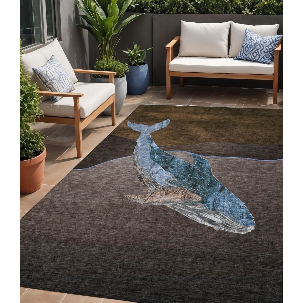 HomeRoots Animal Print Transitional Rectangle Outdoor Rug