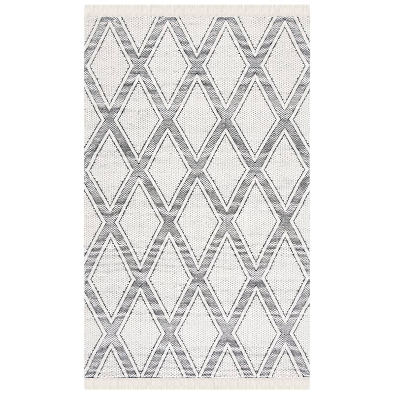 SAFAVIEH Handmade Natura Anasia Wool Fringe Rug - 6' Square - Ivory/Black