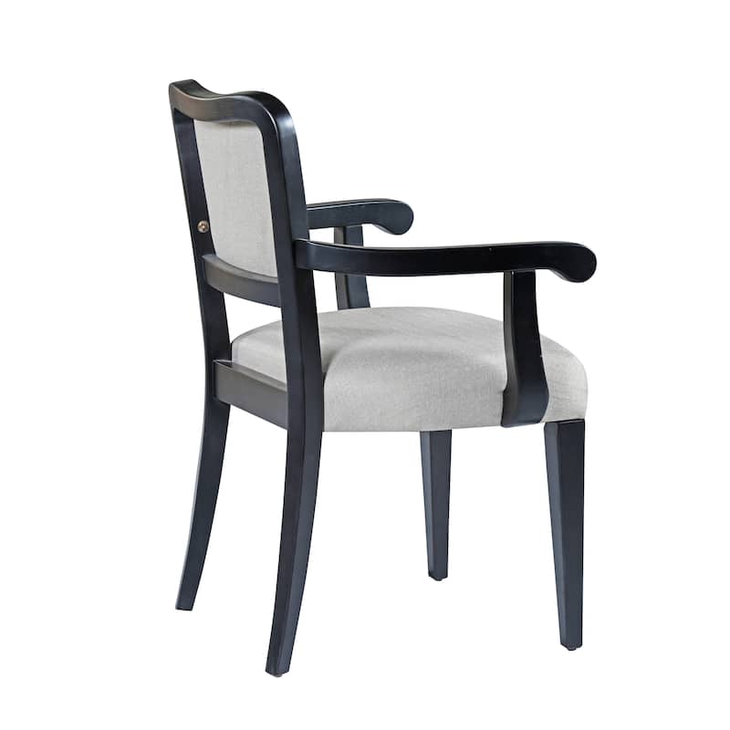 Upholstered Armchairs Dining Chairs (Set of 2) - Beige+Black
