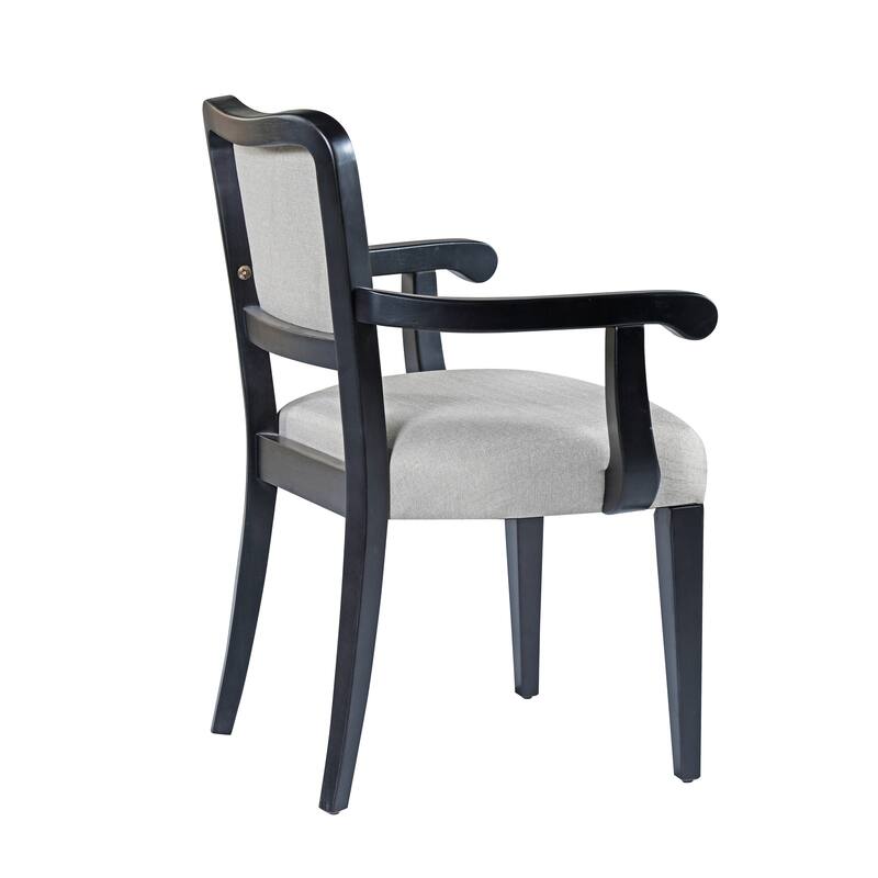 Upholstered Dining Chairs Set of 2 -Traditional Armchairs with Curved Lines, Solid Hardwood Frame & Padded Armrests