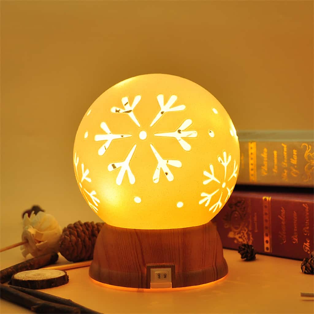 Battery Operated Snow Globe Decor Light,Christmas Snowflake Ornament