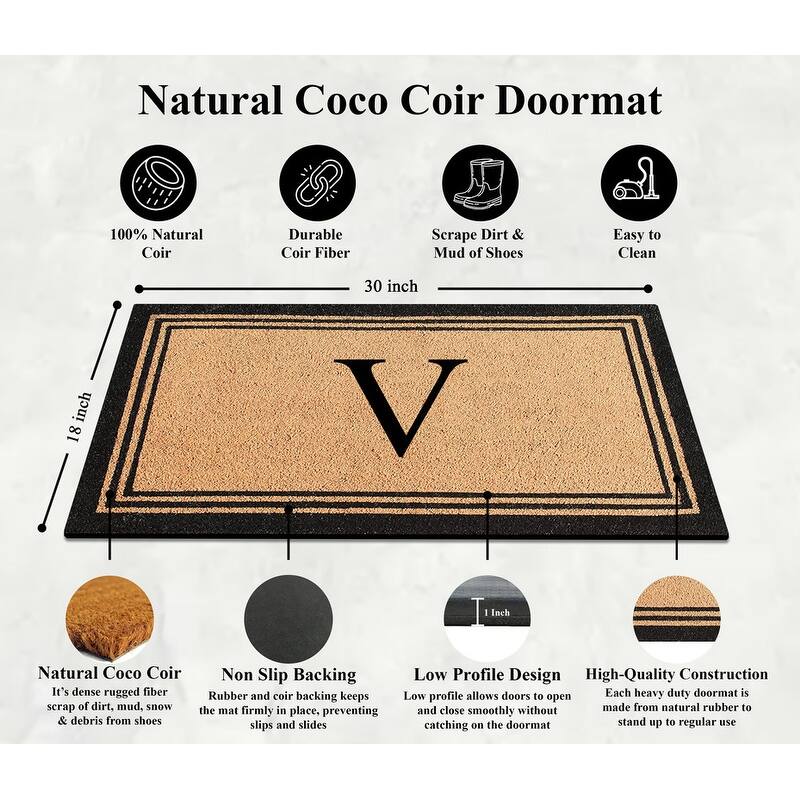 A1HC Natural Coir Monogrammed Heavy Duty PVC Backing Doormat