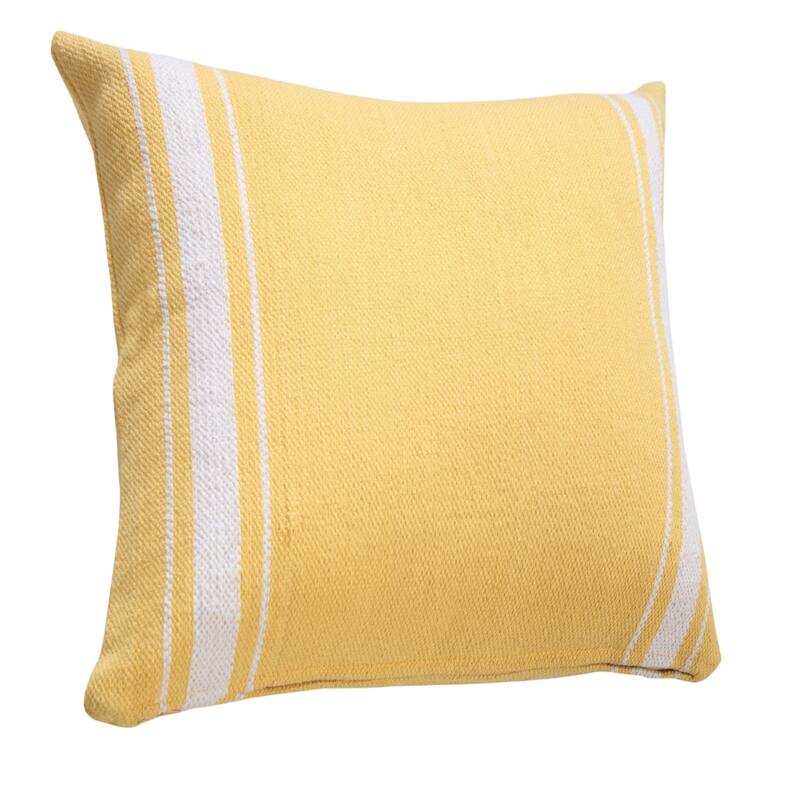 Handwoven Geometric Striped Cotton Throw Pillow Cover - 20" - Yellow and White