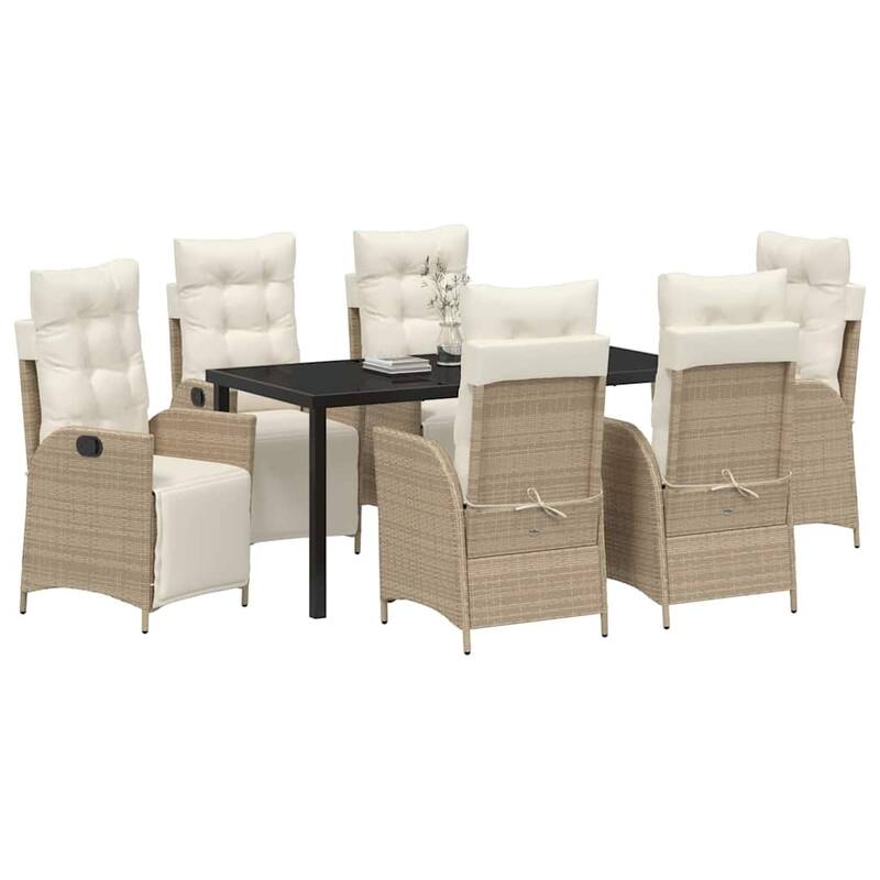 vidaXL Garden Dining Set with Cushion Poly Rattan